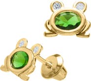 Mignonette 14k Gold & Cubic Zirconia Frog Earrings