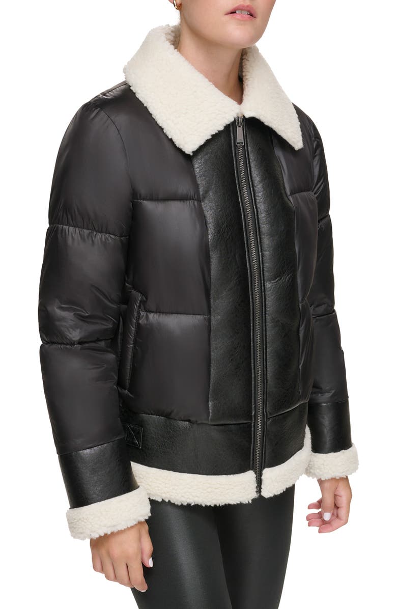 Andrew Marc Sport Ciré Faux Shearling Puffer Jacket, Alternate, color, 