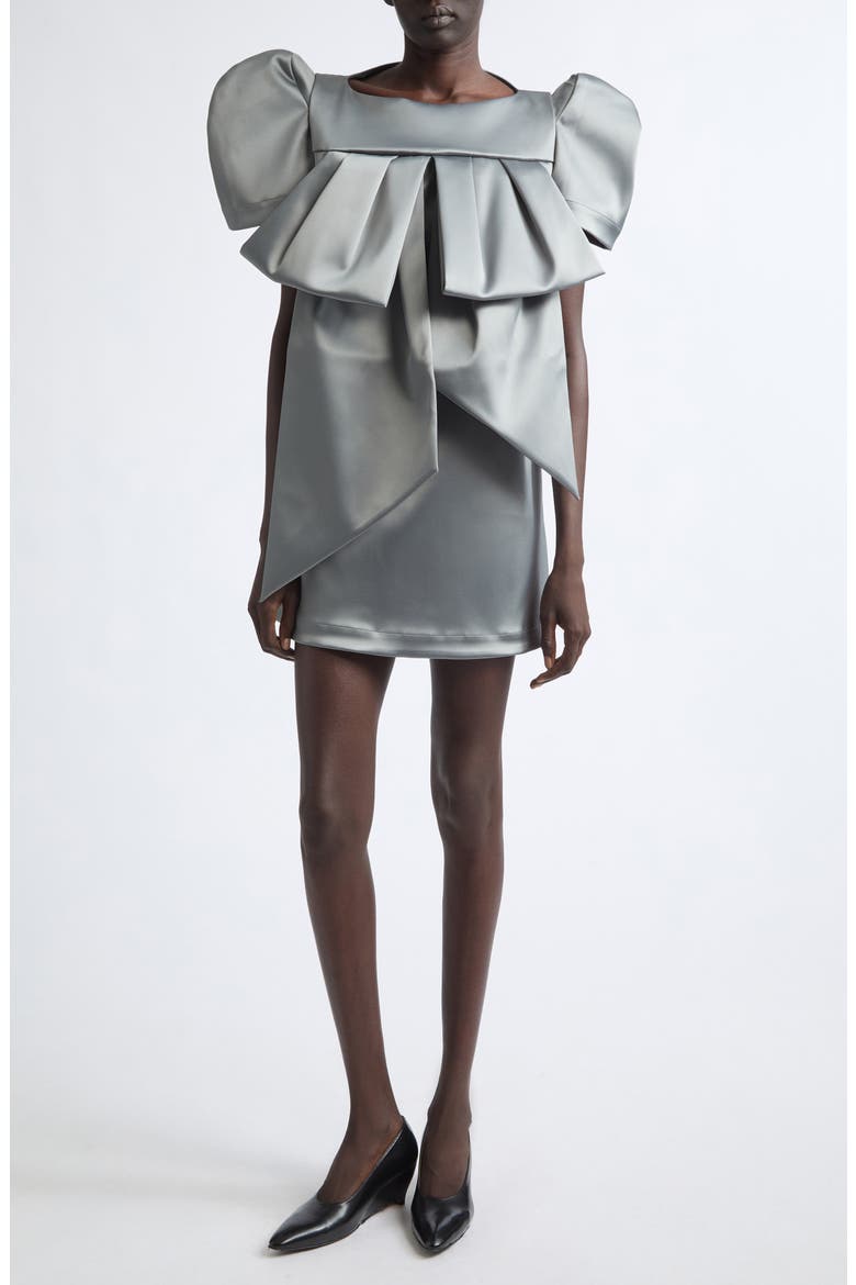 Stretch Satin Bow Minidress, Main, color, GREY