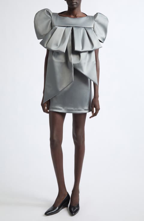 Stretch Satin Bow Minidress