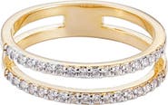 Adornia 14K Gold Plated Cubic Zirconia Double Band Ring