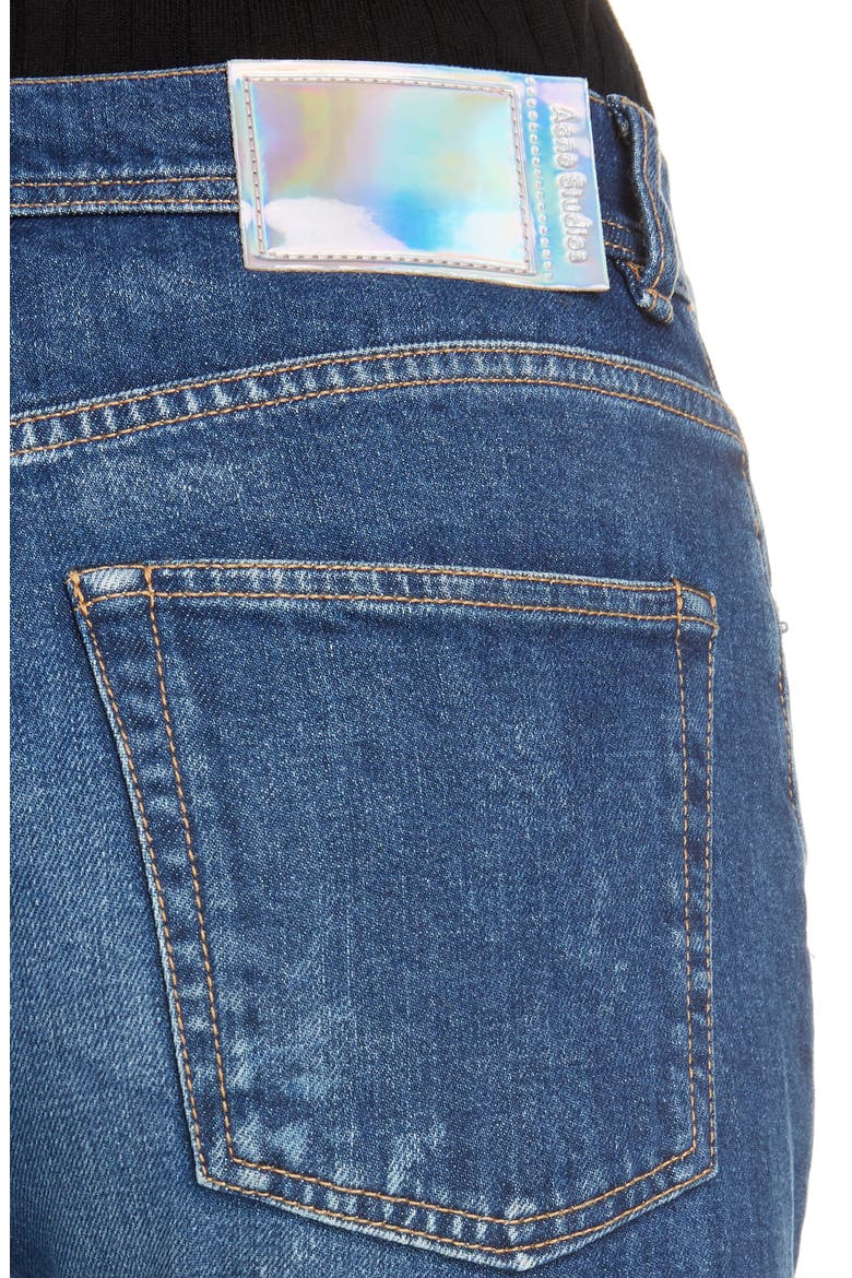 Melk Creased High Waist Slim Crop Jeans, Alternate, color, DARK BLUE