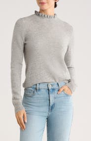 Sofia Cashmere Ruffle Mock Neck Cashmere Sweater