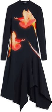 Desigual Asymmetric Long Sleeve Stretch Cotton Dress