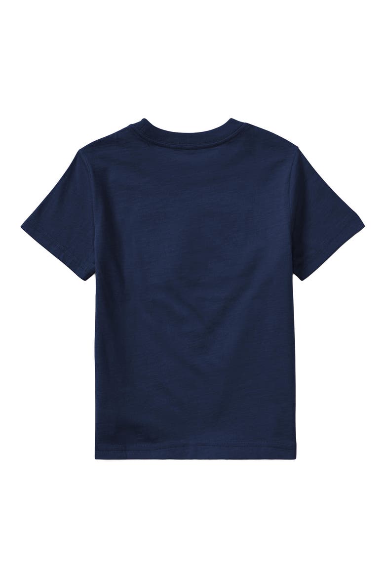 Kids' American Flag Appliqué Cotton T-Shirt, Alternate, color, CRUISE NAVY