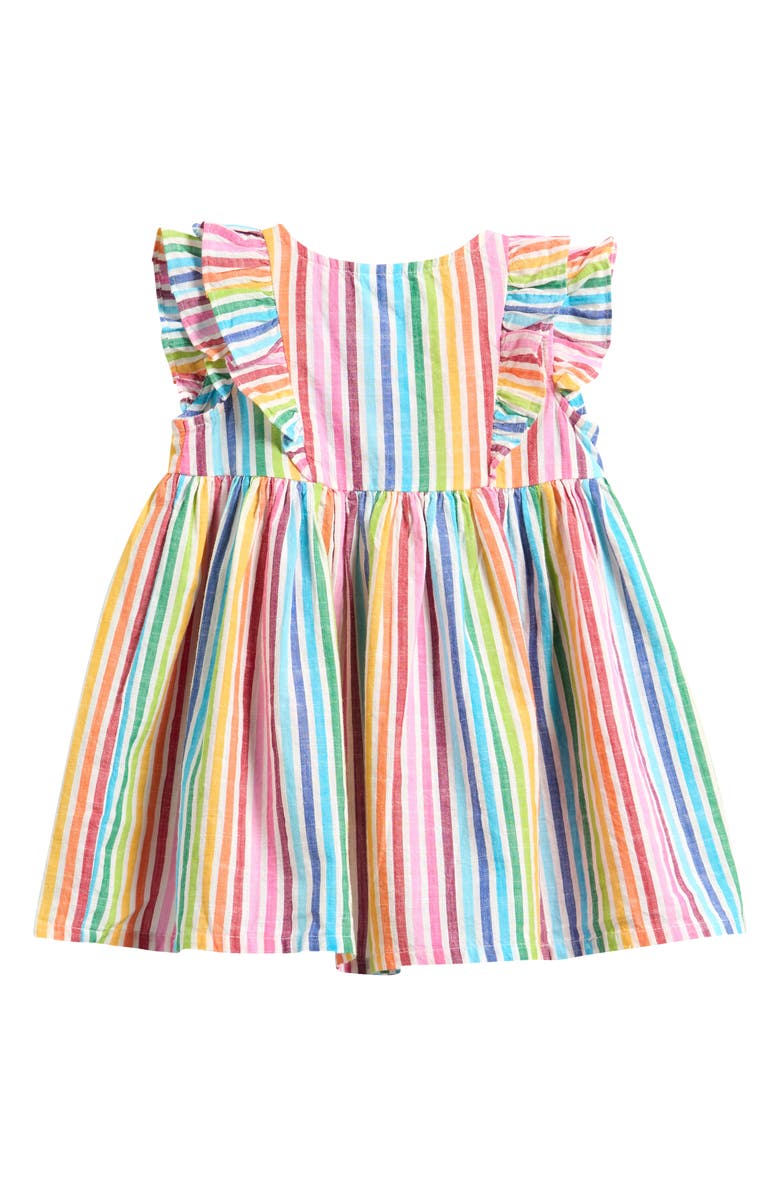 NEXT Kids' Rainbow Stripe Flutter Sleeve Dress, Alternate, color, Multi