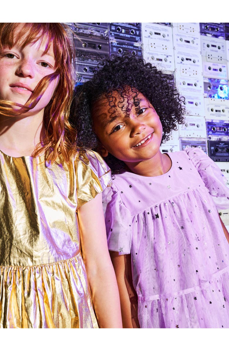 Tea Collection Metallic Balloon Skirted Dress, Alternate, color, Metallic Gold