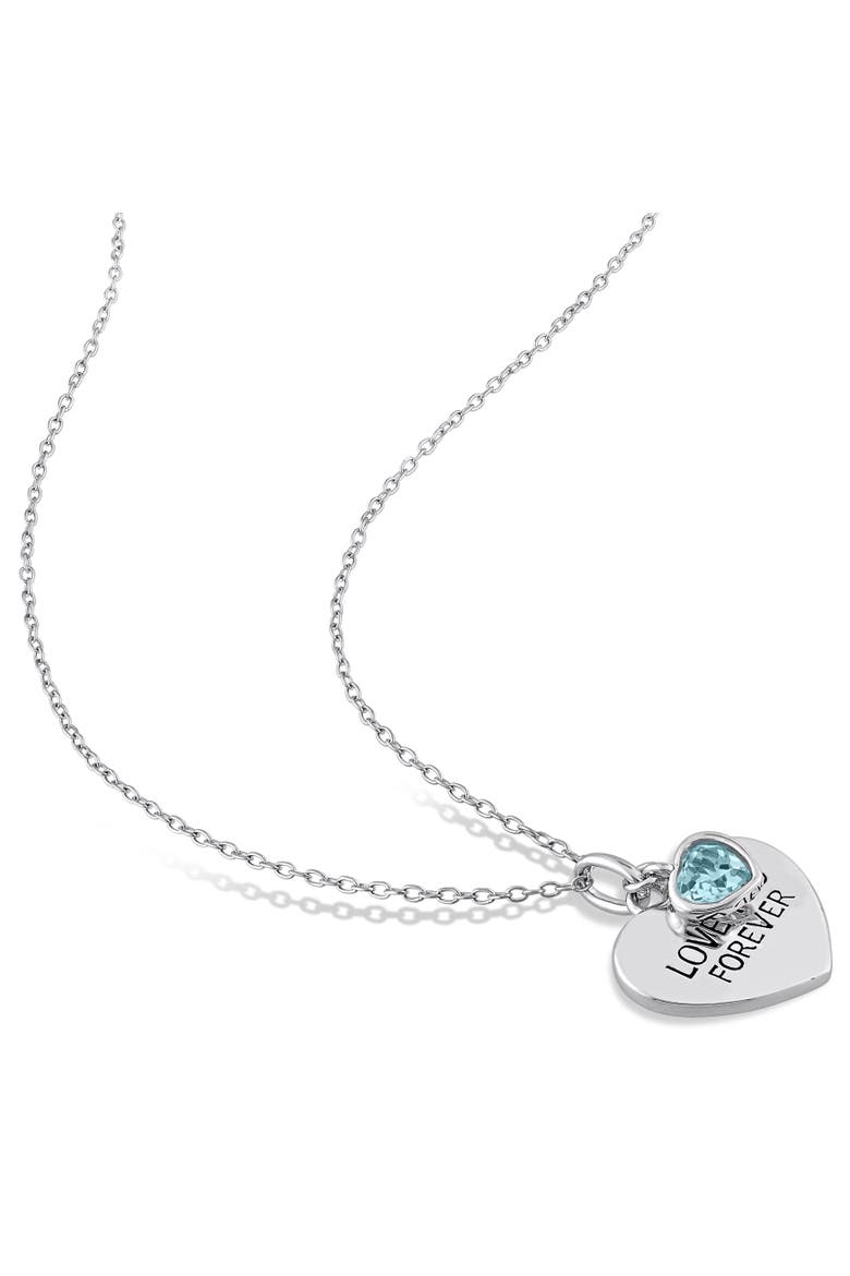 LOVE YOU FOREVER Heart Necklace, Alternate, color, Blue Topaz