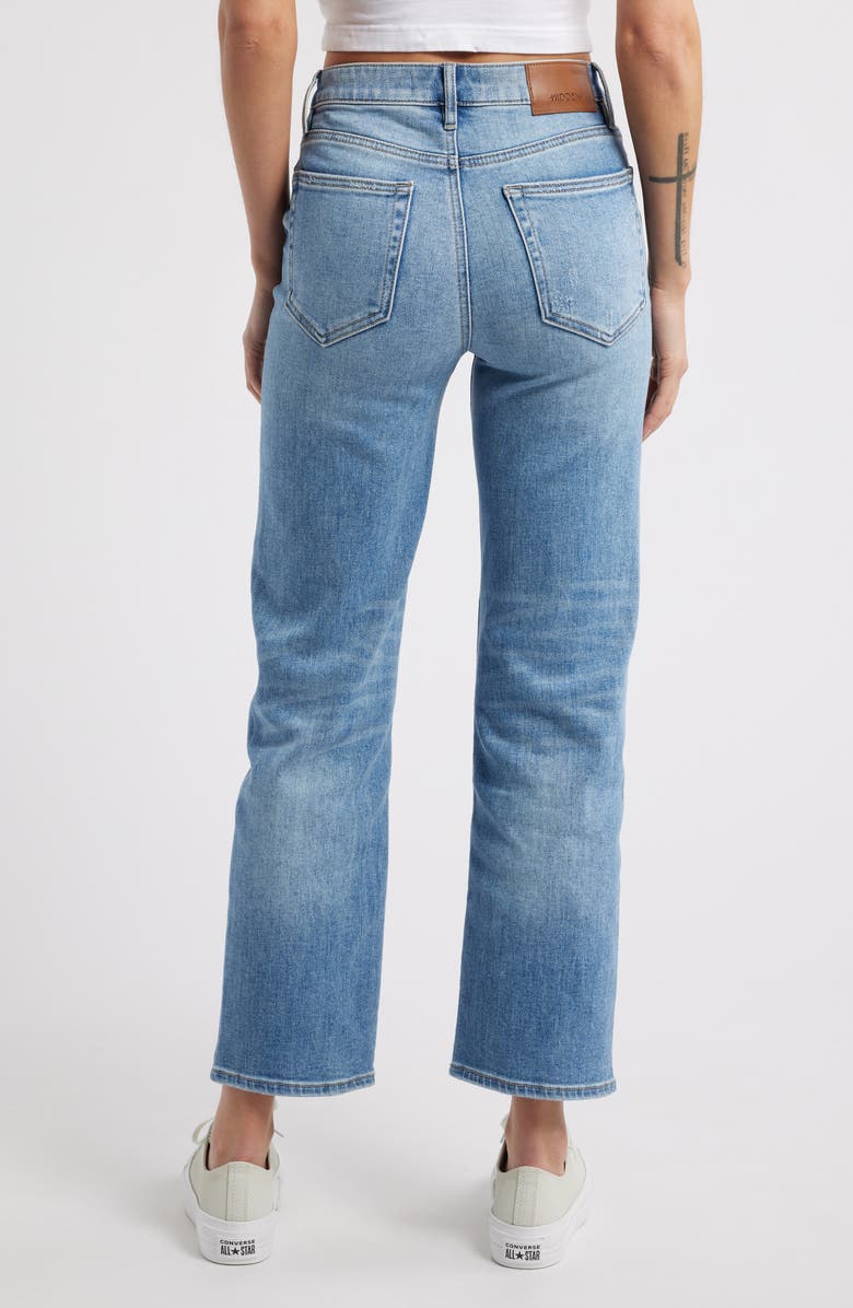 HIDDEN JEANS Frayed Hem Straight Leg Jeans, Alternate, color, Med Wash