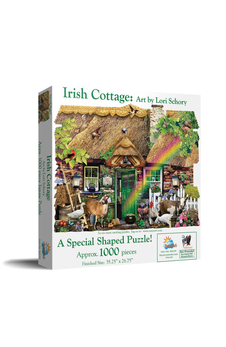 Sunsout Irish Cottage 1000 piece Jigsaw Puzzle for Adults Special Shape, Main, color, Multicolor