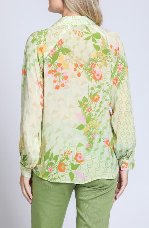 Apny Print Popover Top In Light Green Multi