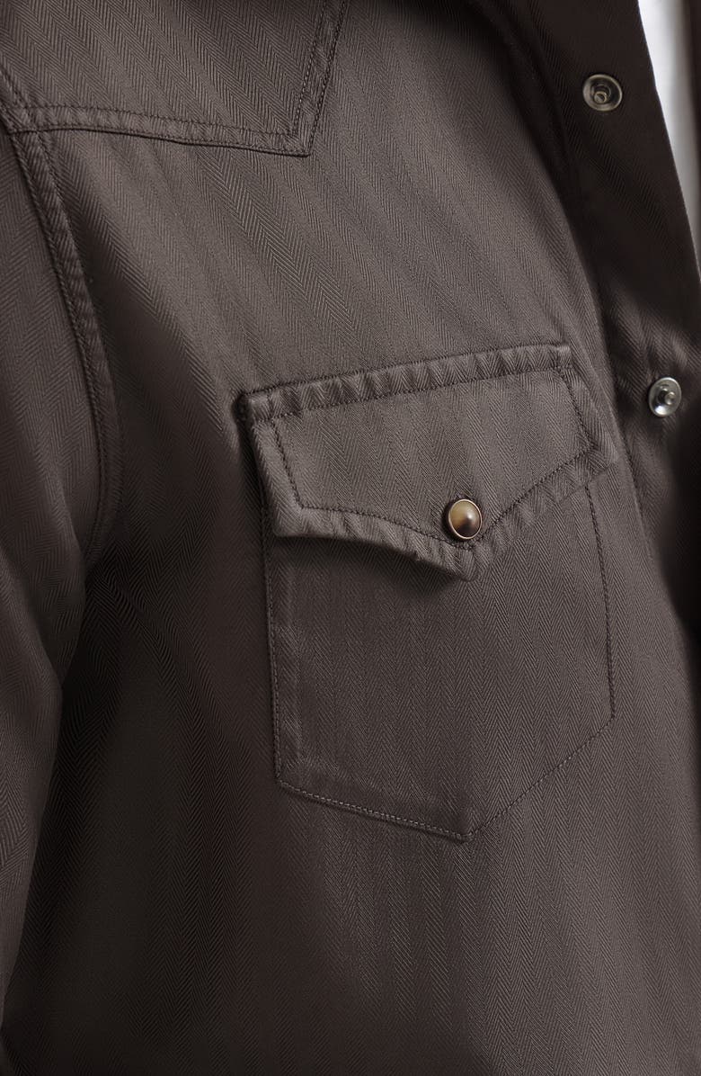 Brunello Cucinelli Garment-dyed chevron shirt, Alternate, color, Brown