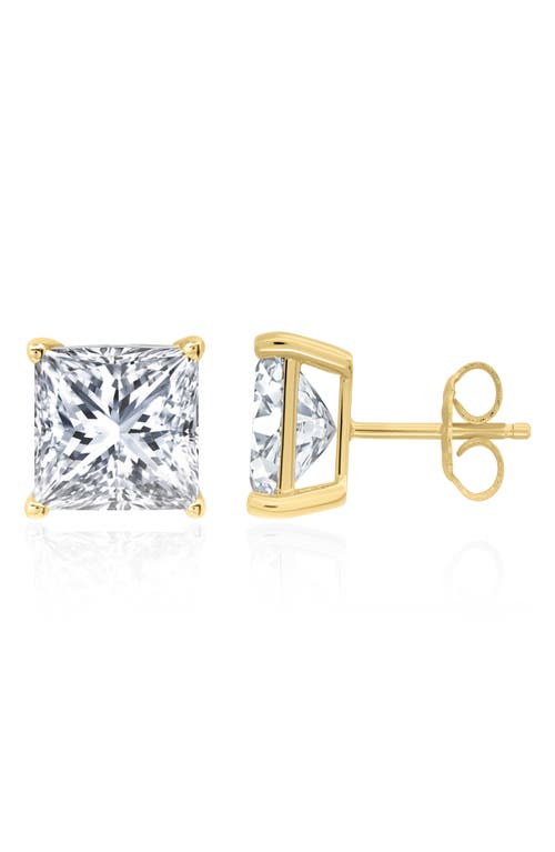 Crislu Cubic Zirconia Square Stud Earrings In Gold