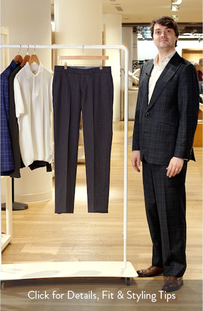 Slim Fit Flat Front Grey Super 100s Wool Dress Pants, sales video thumbnail