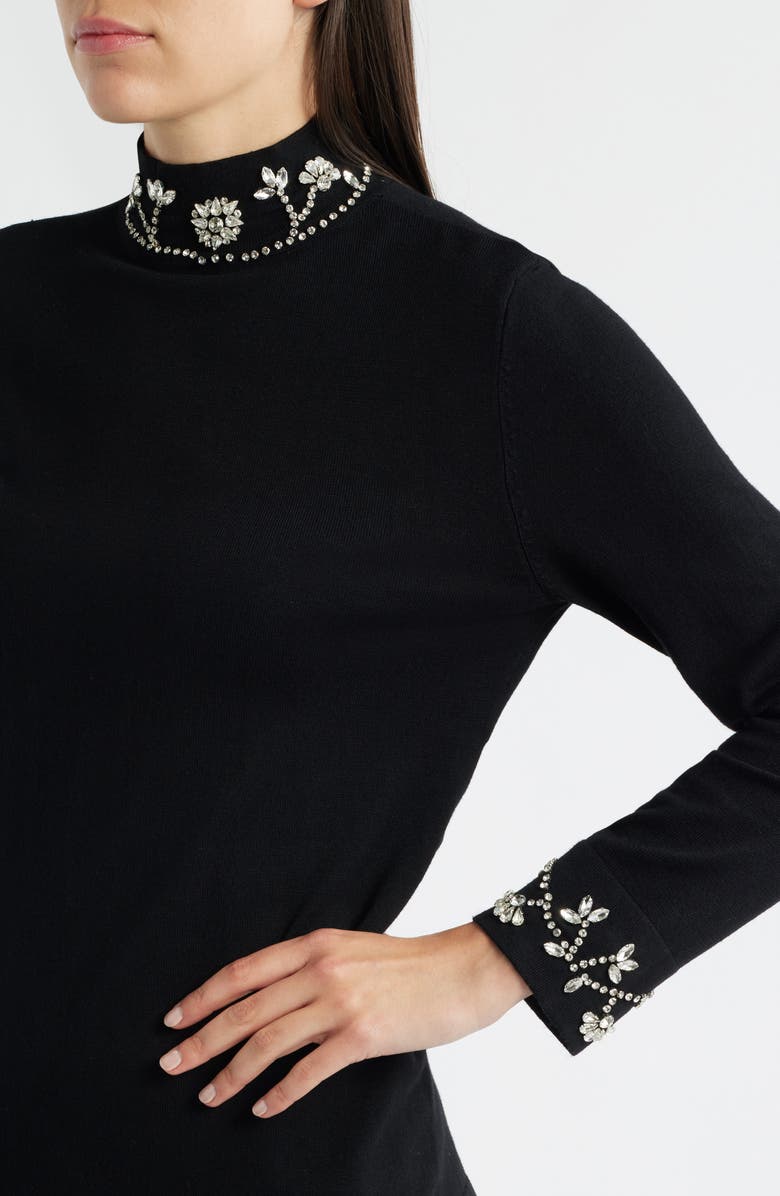 Anne Klein Embellished Mock Neck Sweater, Alternate, color,