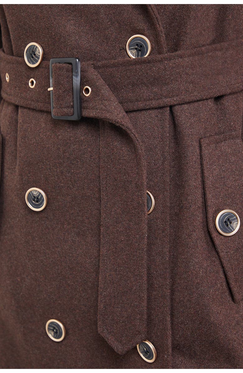 Warehouse Wool Mix Belted Trench Coat, Alternate, color, Chocolate