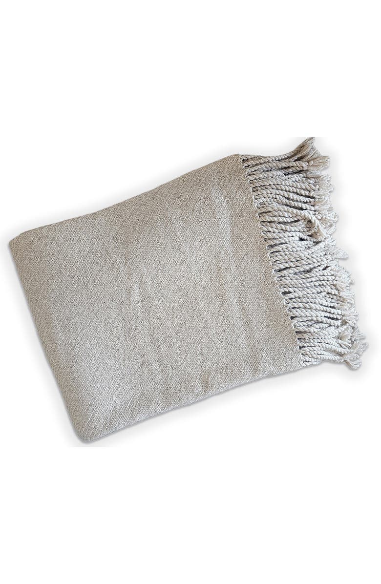 Purple Nest Design Handloomed Kulsi Collection - Luxurious Artisan Weaver Peruvian Pima Cotton & Undyed Baby Alpaca Throw Blanket, Main, color, Silver