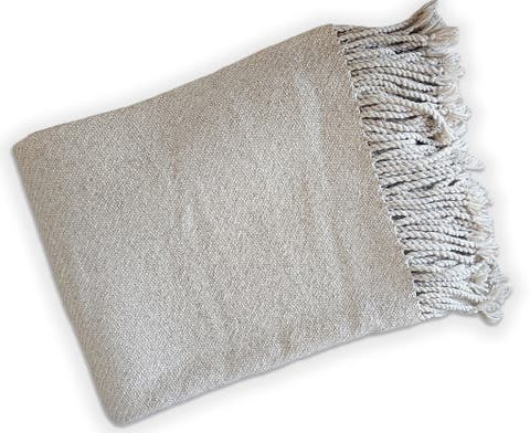 Handloomed Kulsi Collection - Luxurious Artisan Weaver Peruvian Pima Cotton & Undyed Baby Alpaca Throw Blanket