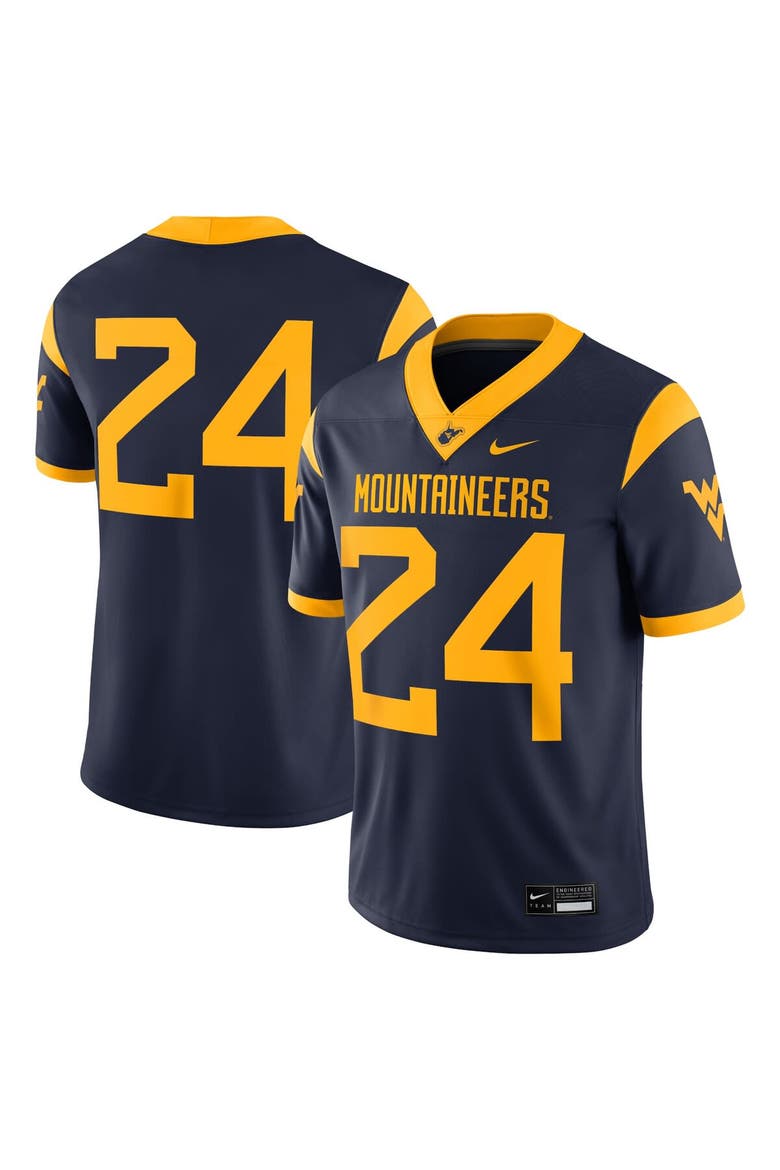 Men's Nike #24 Navy West Virginia Mountaineers Game Jersey, Main, color, Navy