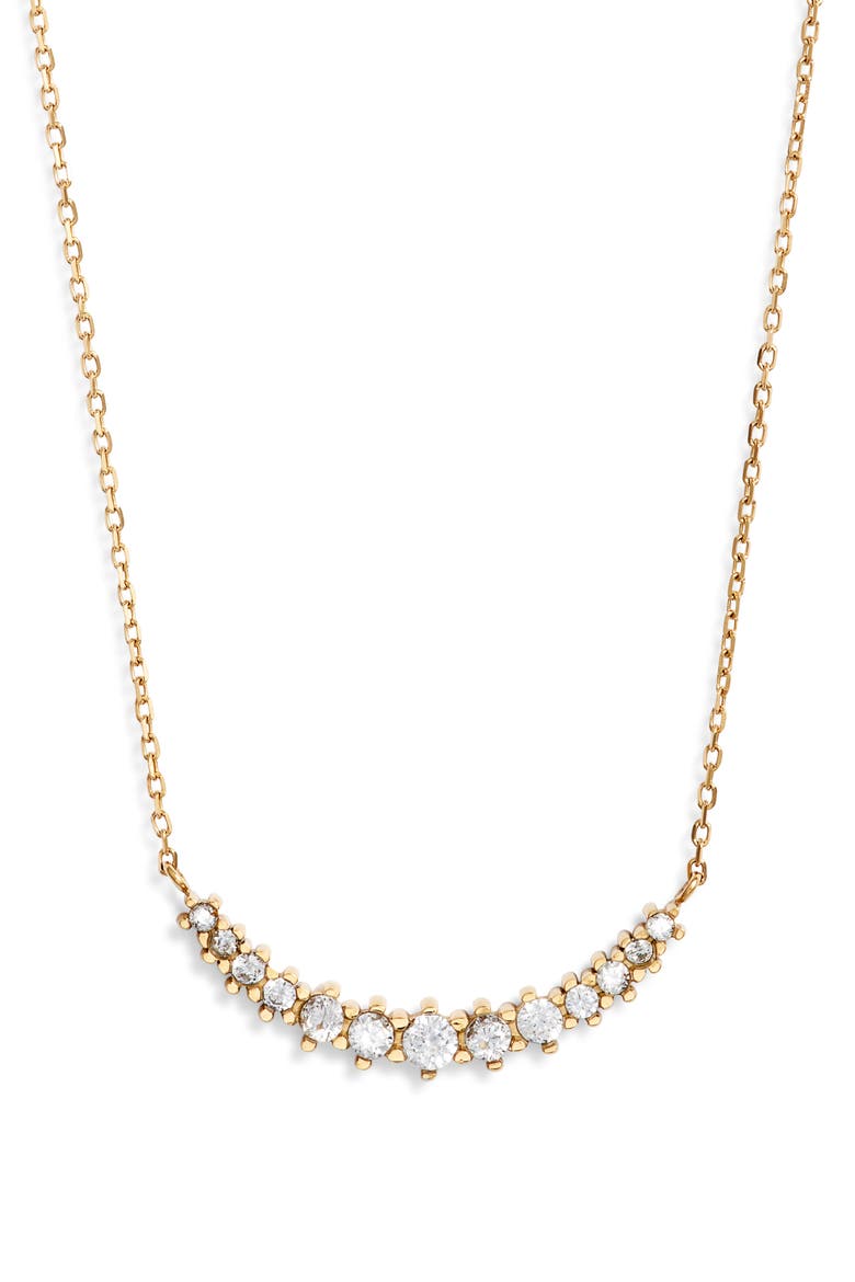 Waterproof Cubic Zirconia Bar Necklace, Main, color, CLEAR- GOLD