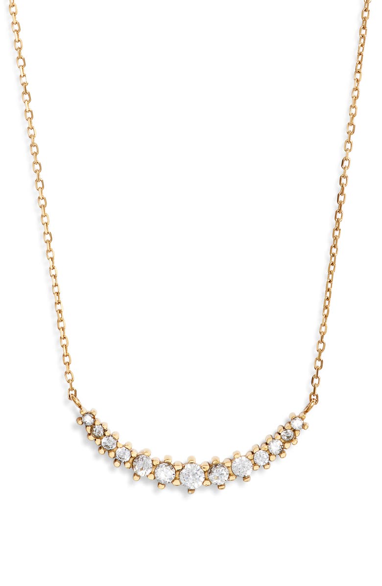 Nordstrom Waterproof Cubic Zirconia Bar Necklace, Main, color, Clear- Gold