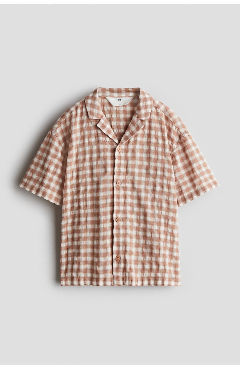 H&M Cotton-blend Resort Shirt, Main, color, Powder Pink/Checked