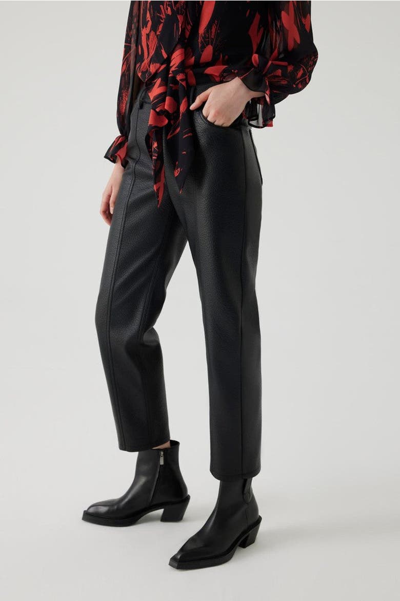 Cut Vegan Leather Pants, Alternate, color, BLACK