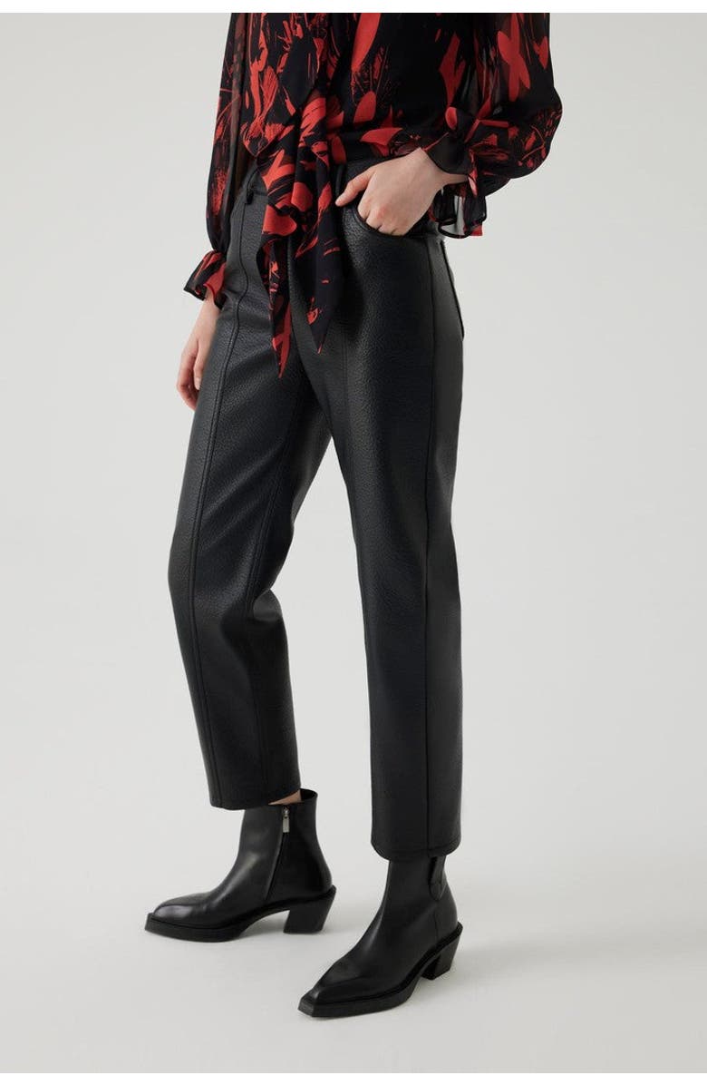 Exquise Cut Vegan Leather Pants, Alternate, color, Black