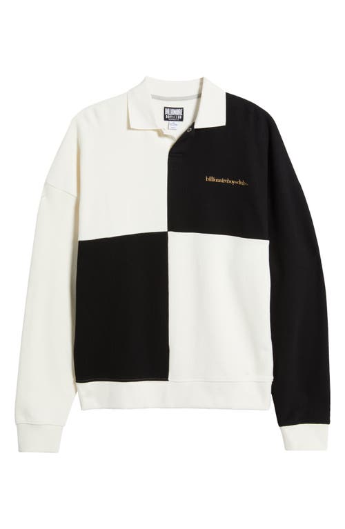Billionaire Boys Club Mustang Colorblock Cotton Polo Sweatshirt In Whisper White