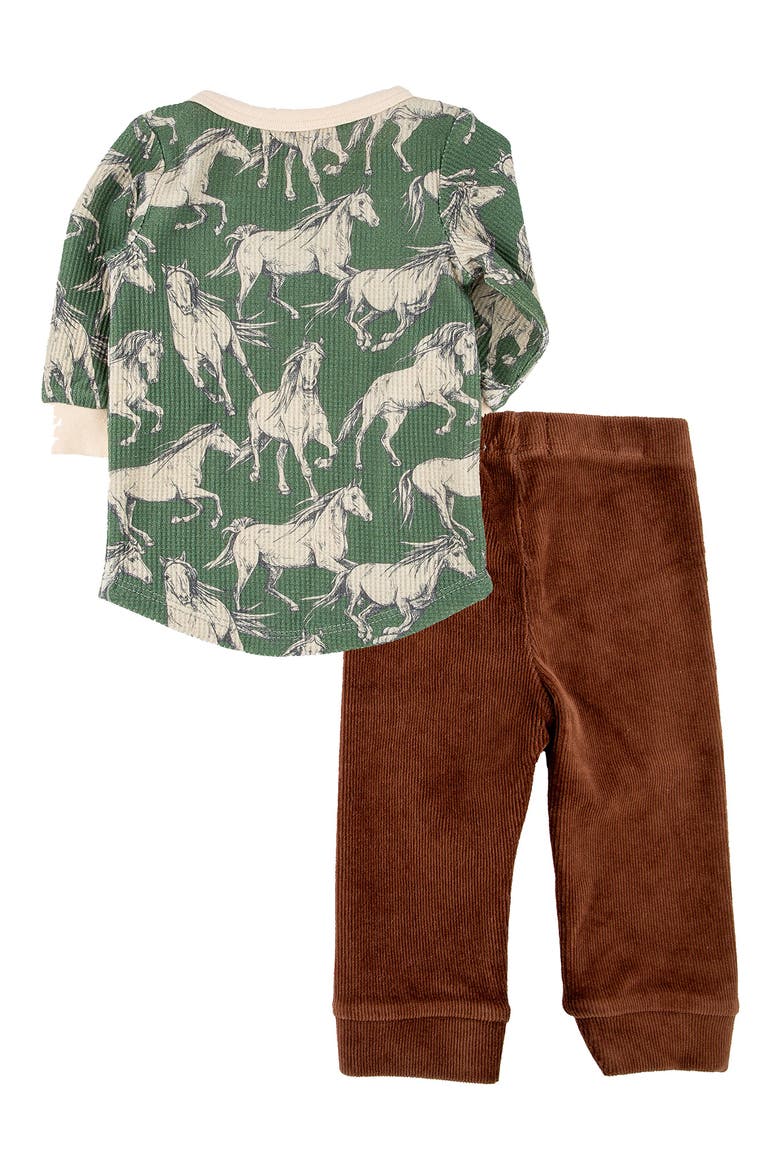 Brady Long Sleeve Henley & Pants Set, Alternate, color, WILD HORSES
