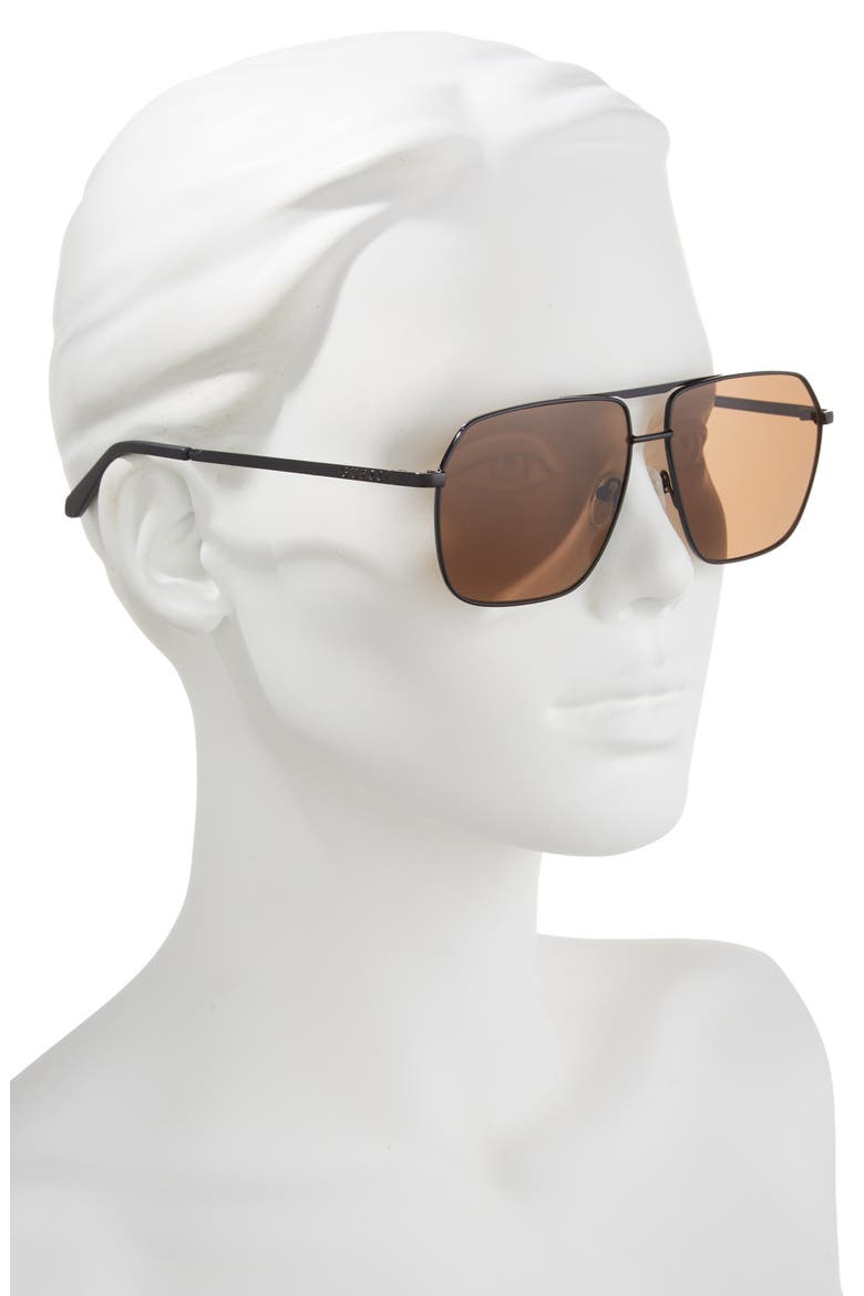 60mm Navigator Sunglasses, Alternate, color, SHINY BLACK / BROWN