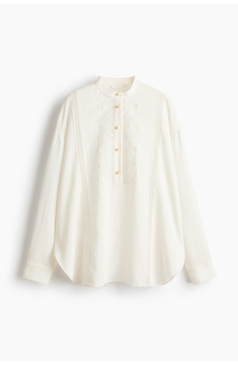 H&M Lace-trimmed Blouse, Main, color, White