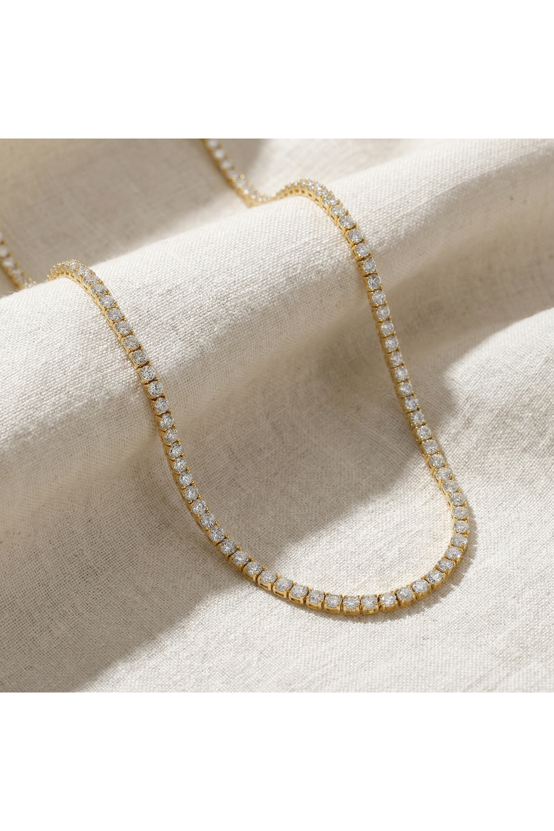 10Ct TW Lab Grown Diamond Tennis Necklace 14K Gold 16.5", Alternate, color, 14k Yellow Gold