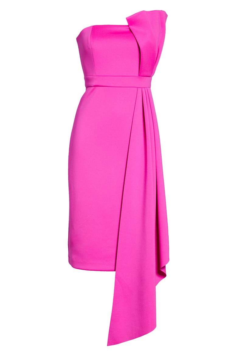 Strapless Scuba Crepe Cocktail Dress, Alternate, color, FUCHSIA