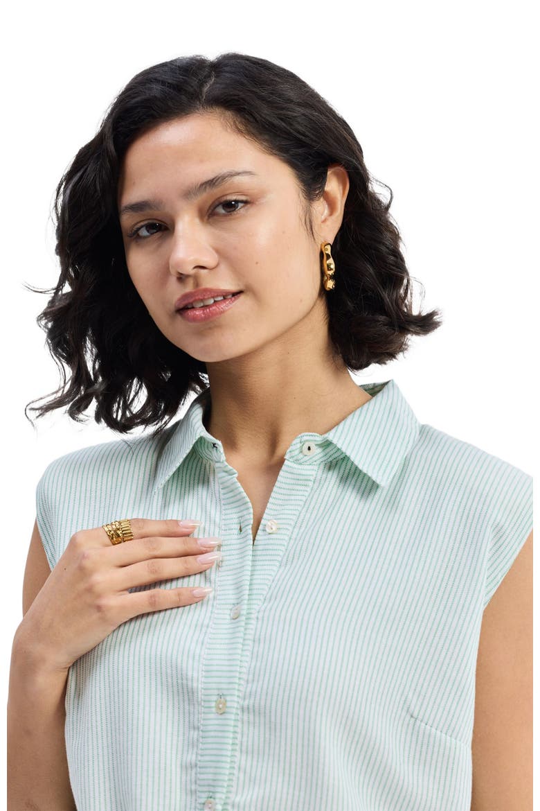 Drawstring Shirt Dress in Stripes, Alternate, color, Parallel Paths