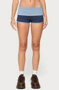 EDIKTED Zeala Contrast Stretch Cotton Blend Foldover Shorts