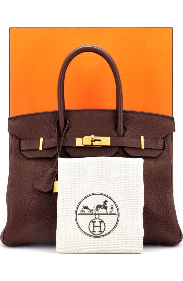Pre-Owned Hermes Birkin Handbag Brown Clemence with Gold Hardware 30, Alternate, color,