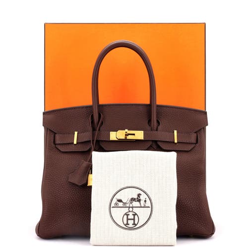 Pre-owned Hermes Hermes Birkin Handbag Brown Clemence With Gold Hardware 30 In Brown