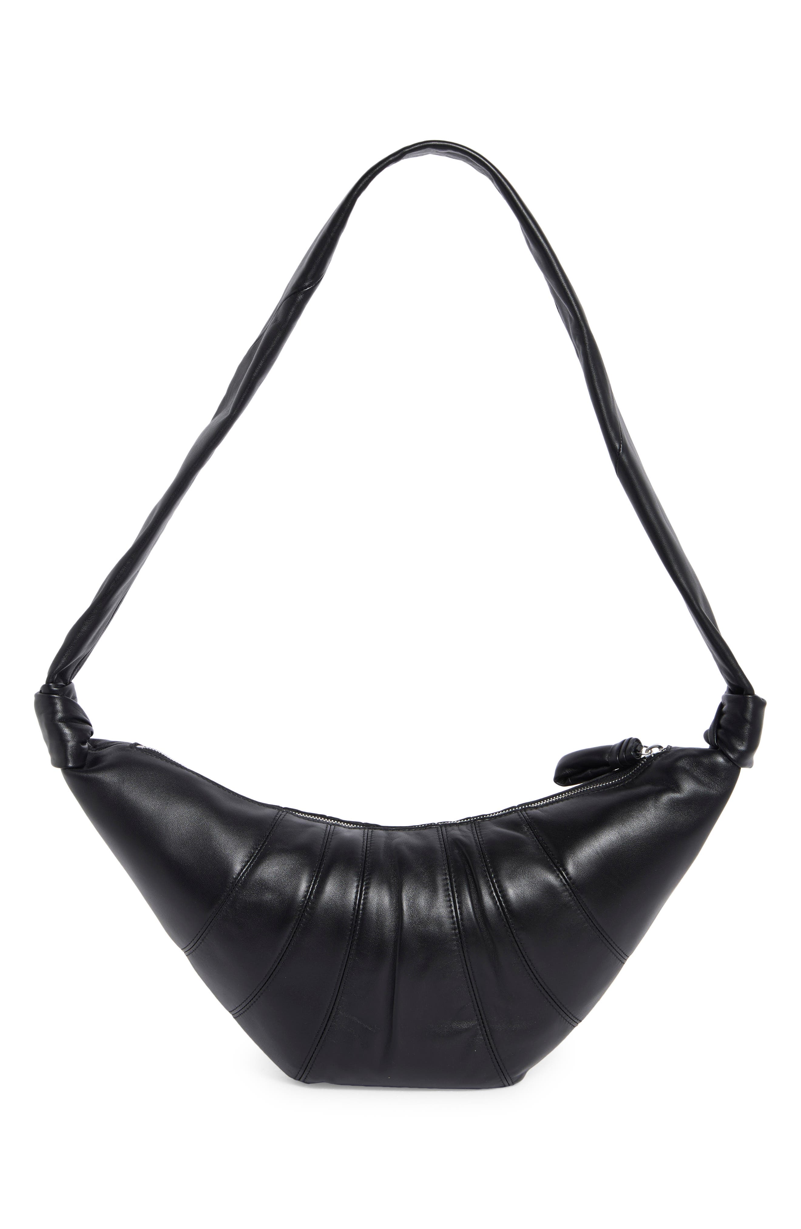 Lemaire Medium Croissant Leather Crossbody Bag, Alternate, color, Black