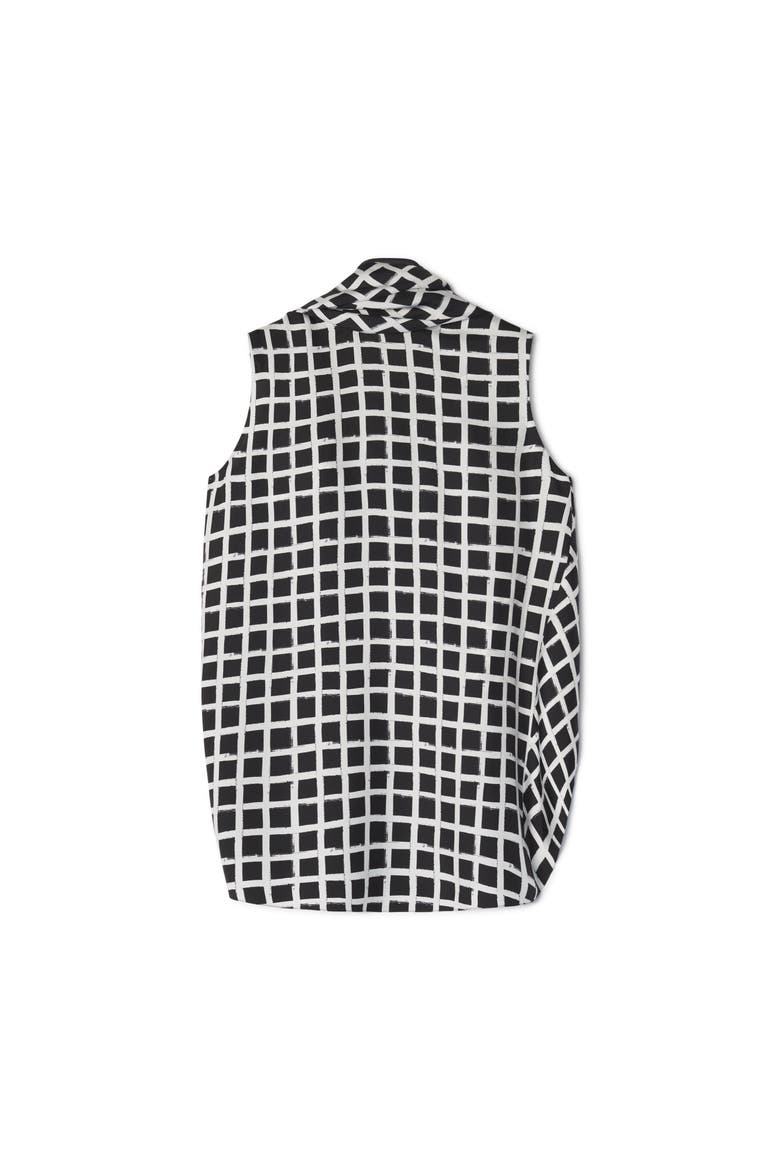 Printed Silk Sleeveless Top, Alternate, color, White/Black