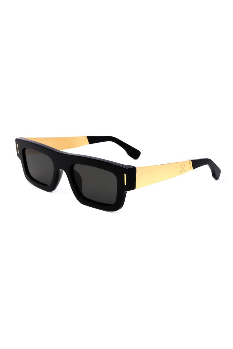 52mm Square Sunglasses, Alternate, color, BLACK