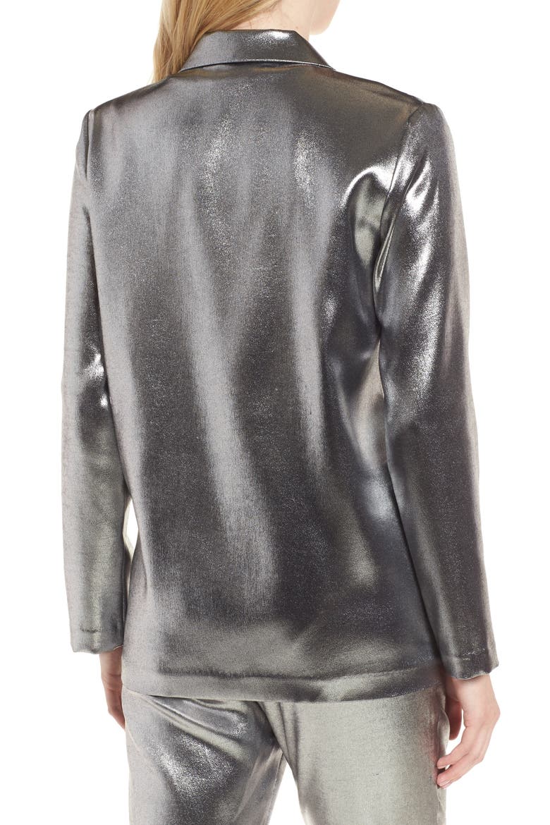 Metallic Suit Jacket, Alternate, color, SILVER