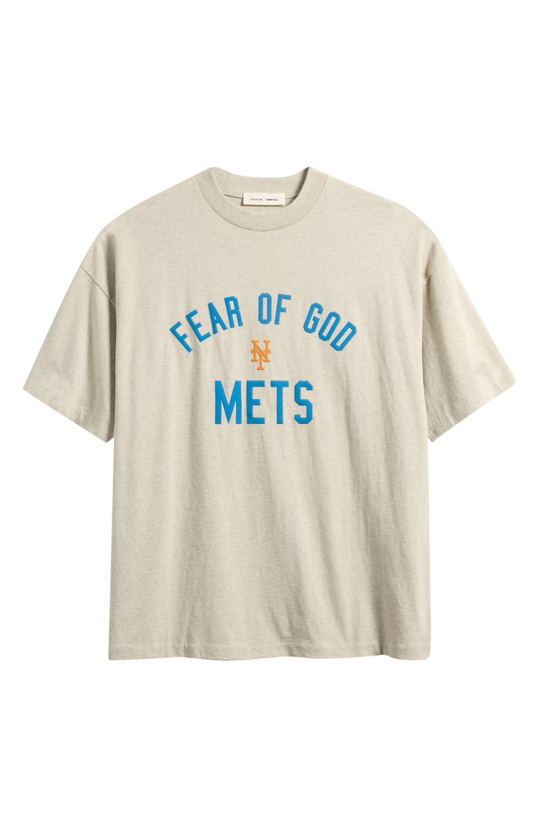 Fear of God Essentials Mets '90s Fit Cotton Graphic T-Shirt, Alternate, color, Homestead Heather