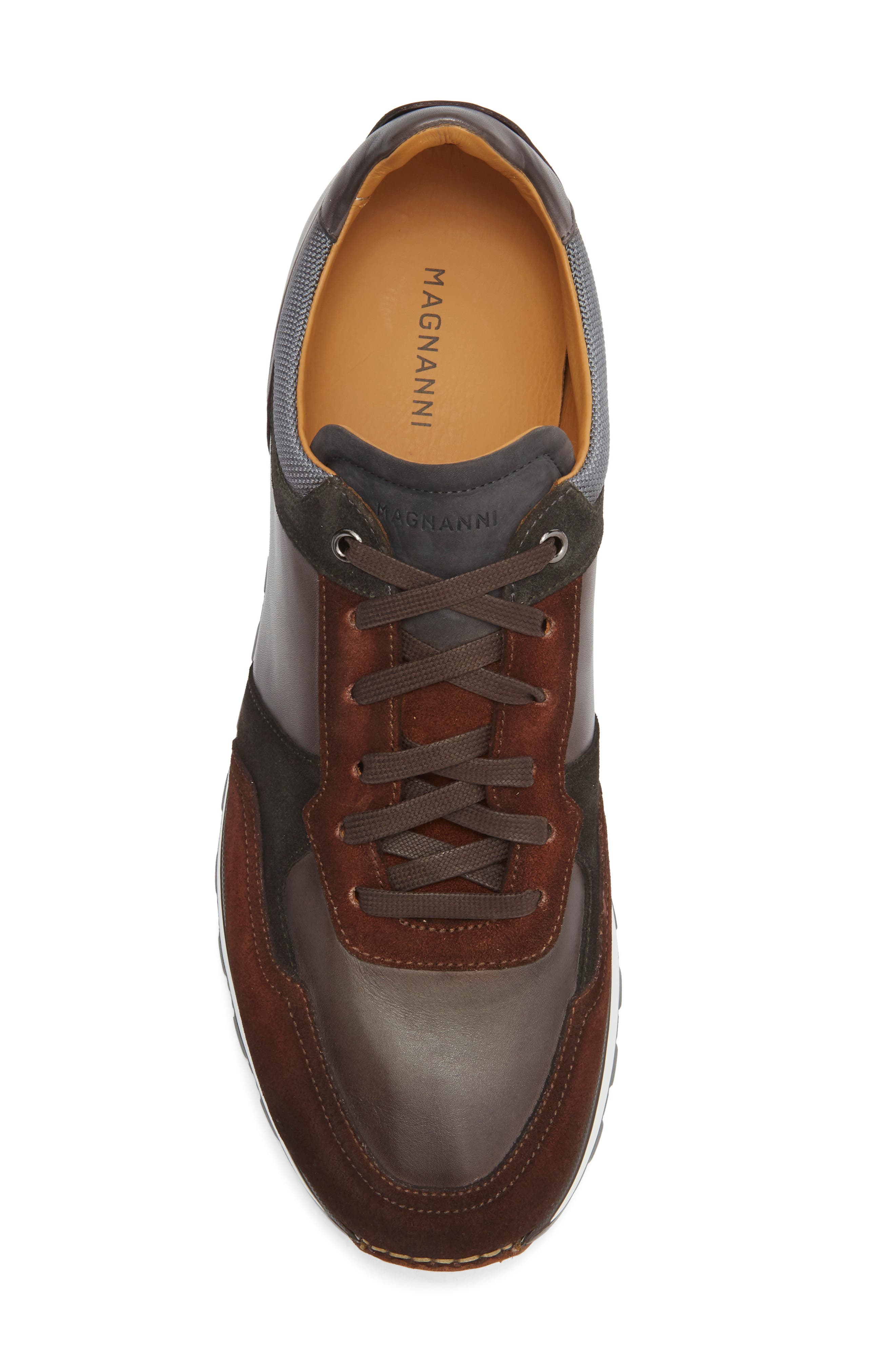 Magnanni Arco Sneaker, Alternate, color, Mid Brown