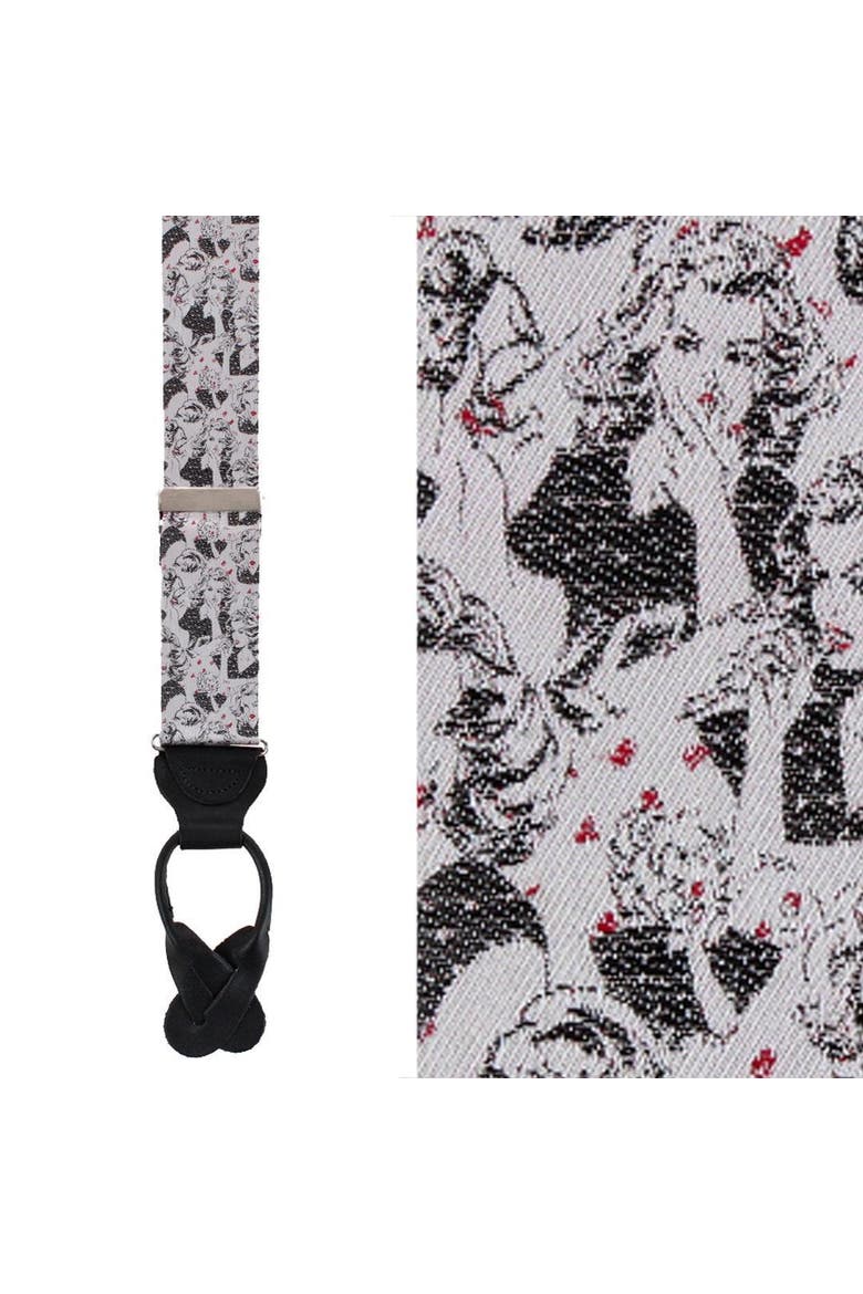 Vintage Vixen Novelty Silk Button End Suspenders, Main, color, Silver and Black