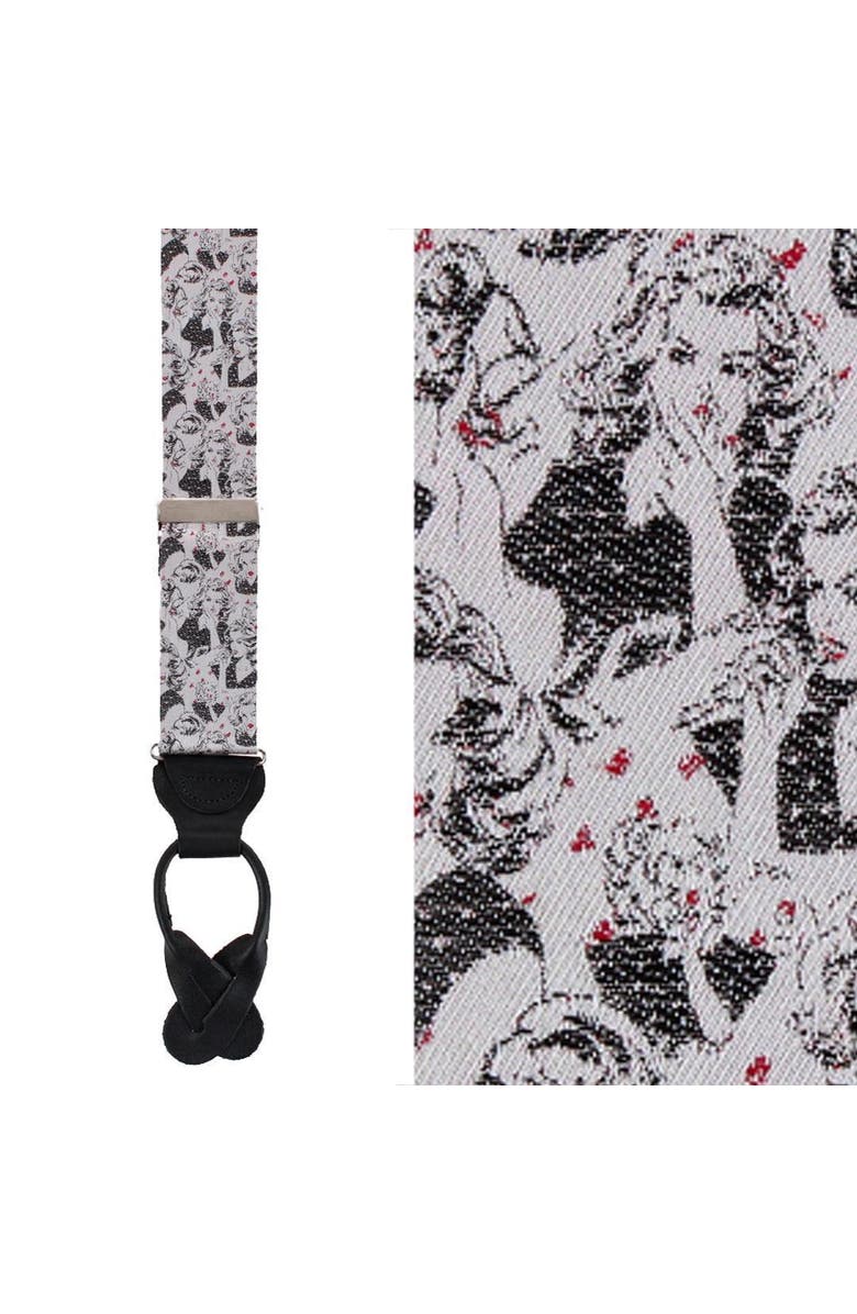 Trafalgar Vintage Vixen Novelty Silk Button End Suspenders, Main, color, Silver And Black