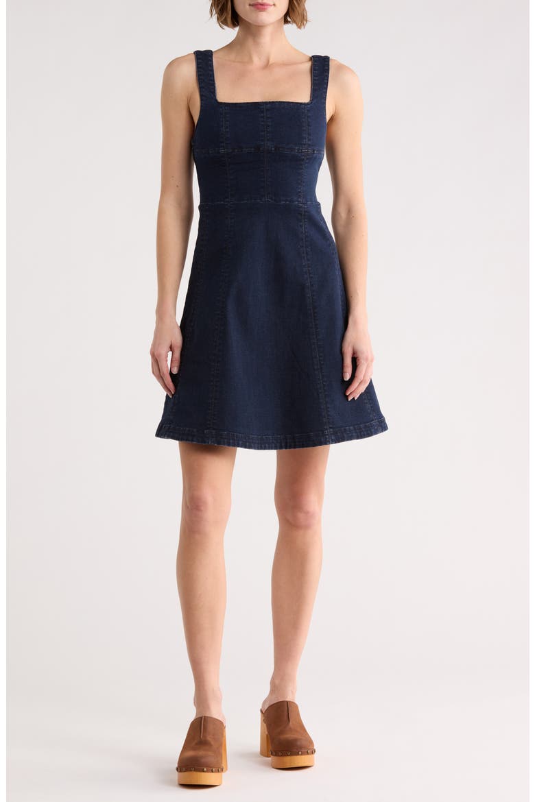 Square Neck Denim Minidress, Main, color, LOCH