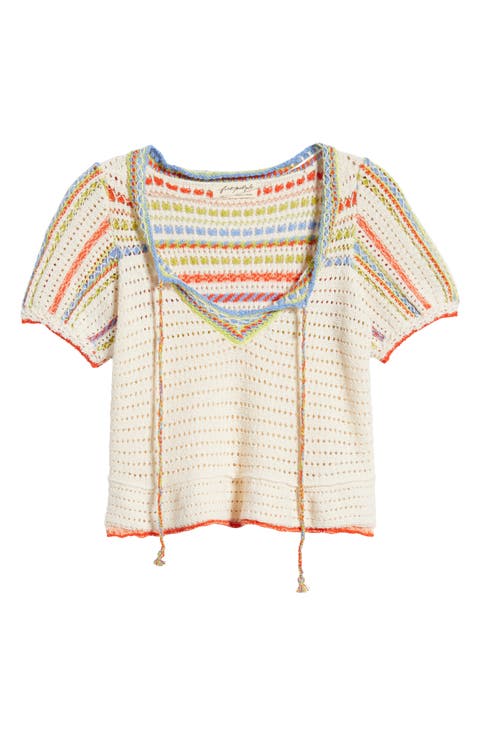 Friendship Crochet Knit Peplum Top