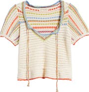 Free People Friendship Crochet Knit Peplum Top