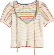 Free People Friendship Crochet Knit Peplum Top